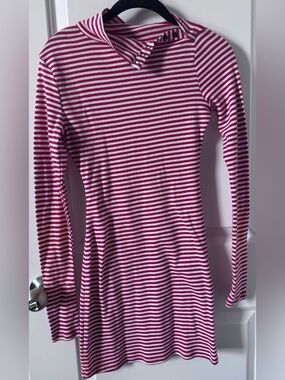 Urban Outfitters BDG Nola mini dress-XS-Mock neck w/snap-button closure-red/whit